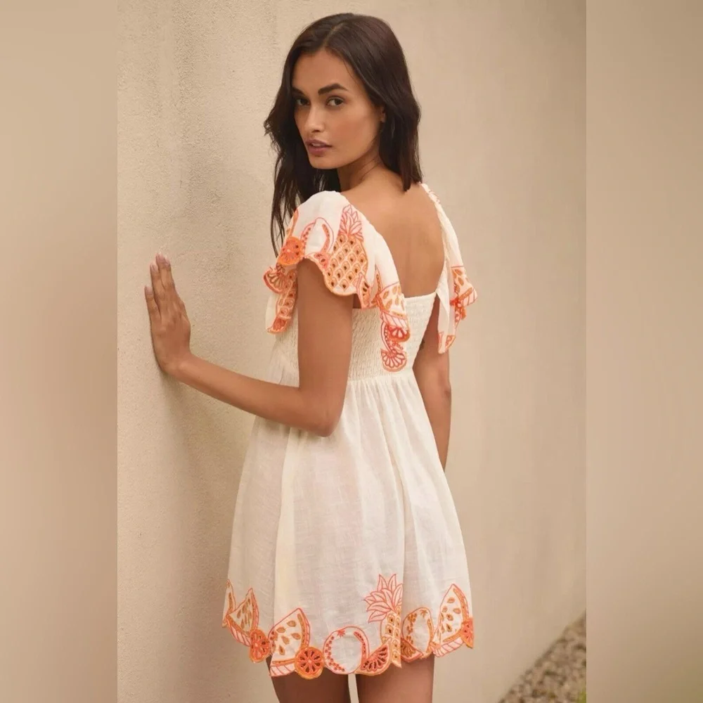 NWT By Anthropologie Flutter-Sleeve Square-Neck Mini Dress XS - Picture 9 of 9